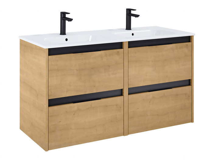 Roca Alpine Szafka (4 szuflady) z umywalką ceramiczną 120 cm biały połysk (A852031606)
